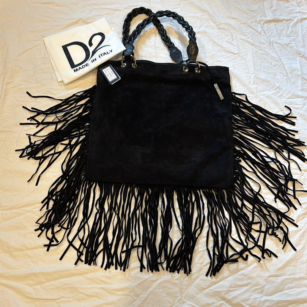 DSquared2 D2  Suede Fringed Hobo Shoulder Bag
